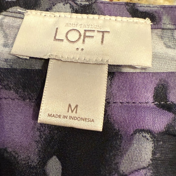 Loft abstract leopard print midi dress purple gray black SZ M - Picture 7 of 14